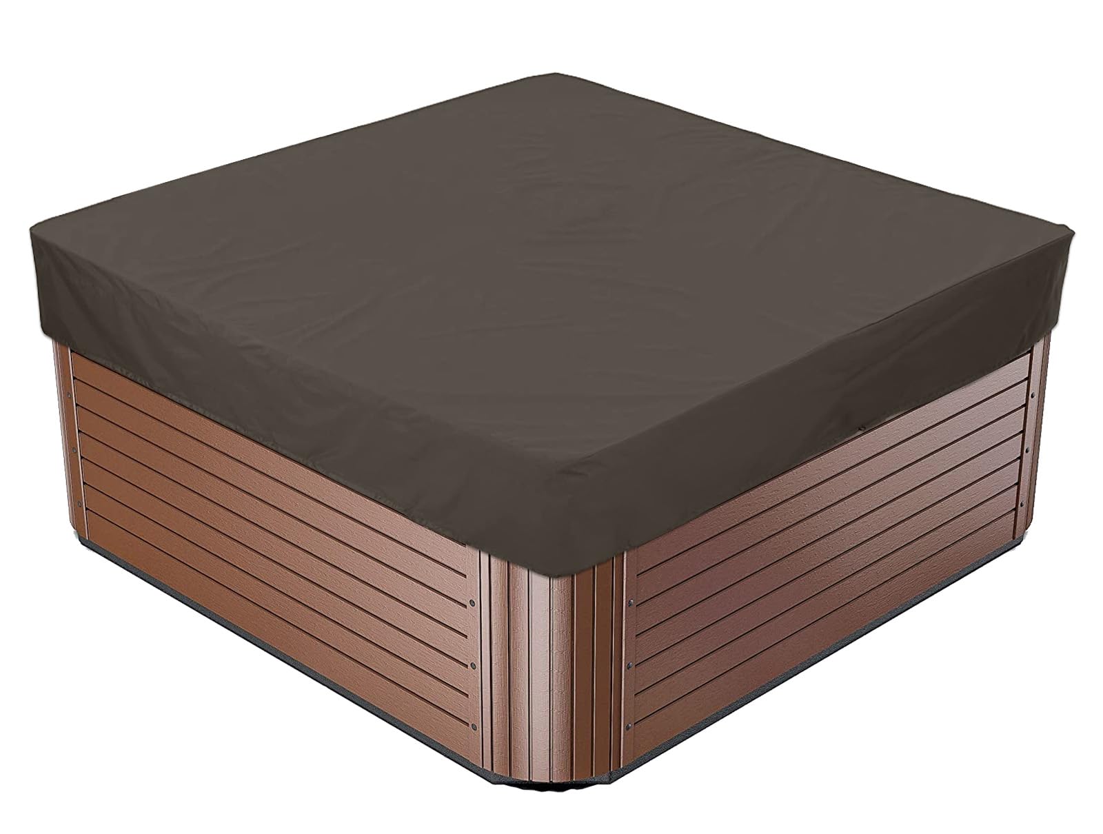 BaCover Square Hot Tub Cover, 210D Oxford Waterproof Dustproof SPA Cover Protector Outdoor Furniture Covers for Hot Tub,Coffee,231x231x30cm