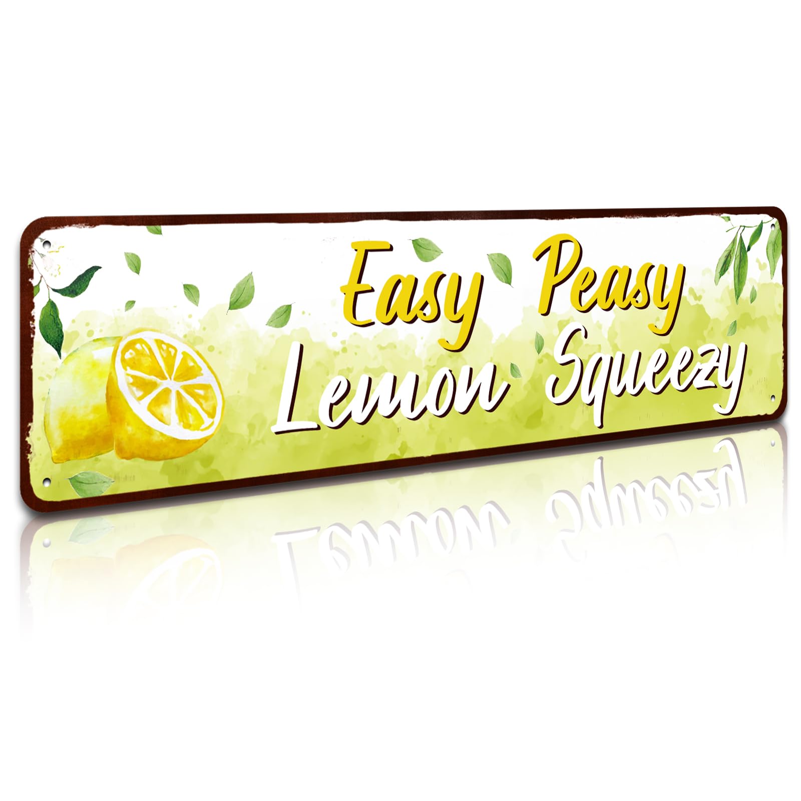 Flavas S006 Lemon Kitchen Decor And Accessories, Vintage Printed Lemon Themed Plaque Sign, Easy Peasy Lemon Squeezy Sign, Lemon Themed Kitchen Bar Decor, Summer Country Home Lemon Sign 4" By 16"