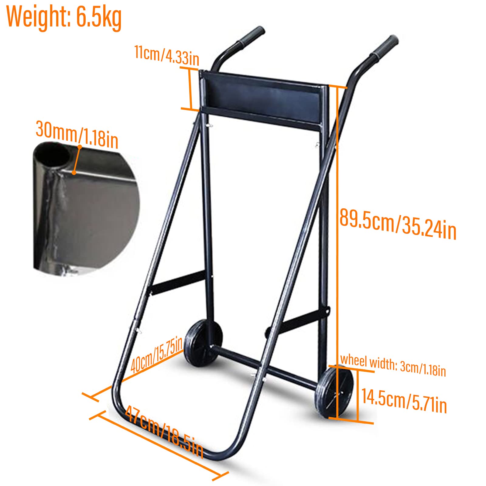 Chariot Transport Moteur Hors-Bord Pliable - Support 70kg - Roues Solides - Pour Bateau