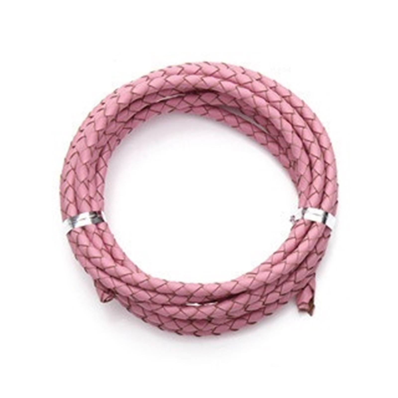 Leather Necklace Cord, Braided Leather Cords Multicolor 3-4mm 2m Per Lot For DIY Jewelry Making(Roze,4mm)