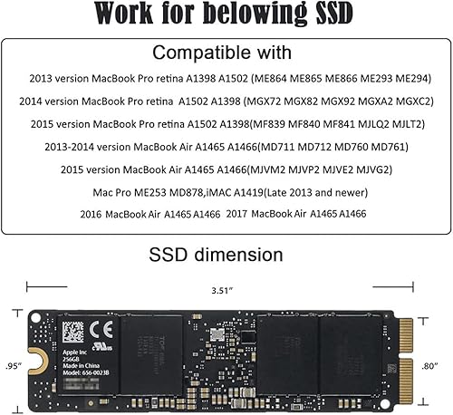 Vista 15 de xiwai M.2 NGFF M-Key NVME SSD Convert Card apto para 2016 2017 13" A1708 A1707 A1706