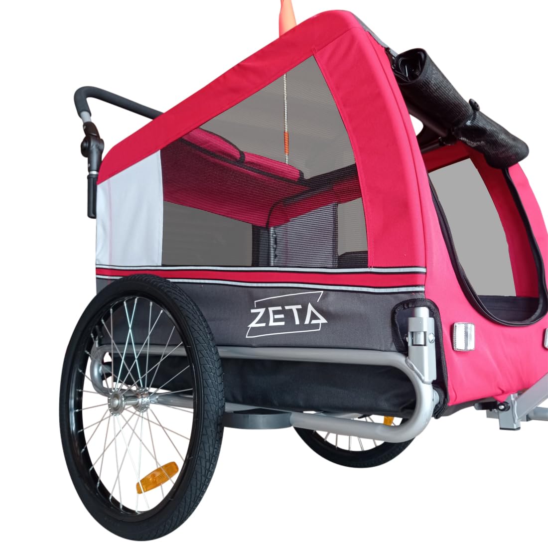 PAPILIOSHOP ZETA: Rimorchio Multifunzionale per Bici, Carrello Passeggino per Trasporto di Cani e Animali, Ideale per Avventure all'Aria Aperta