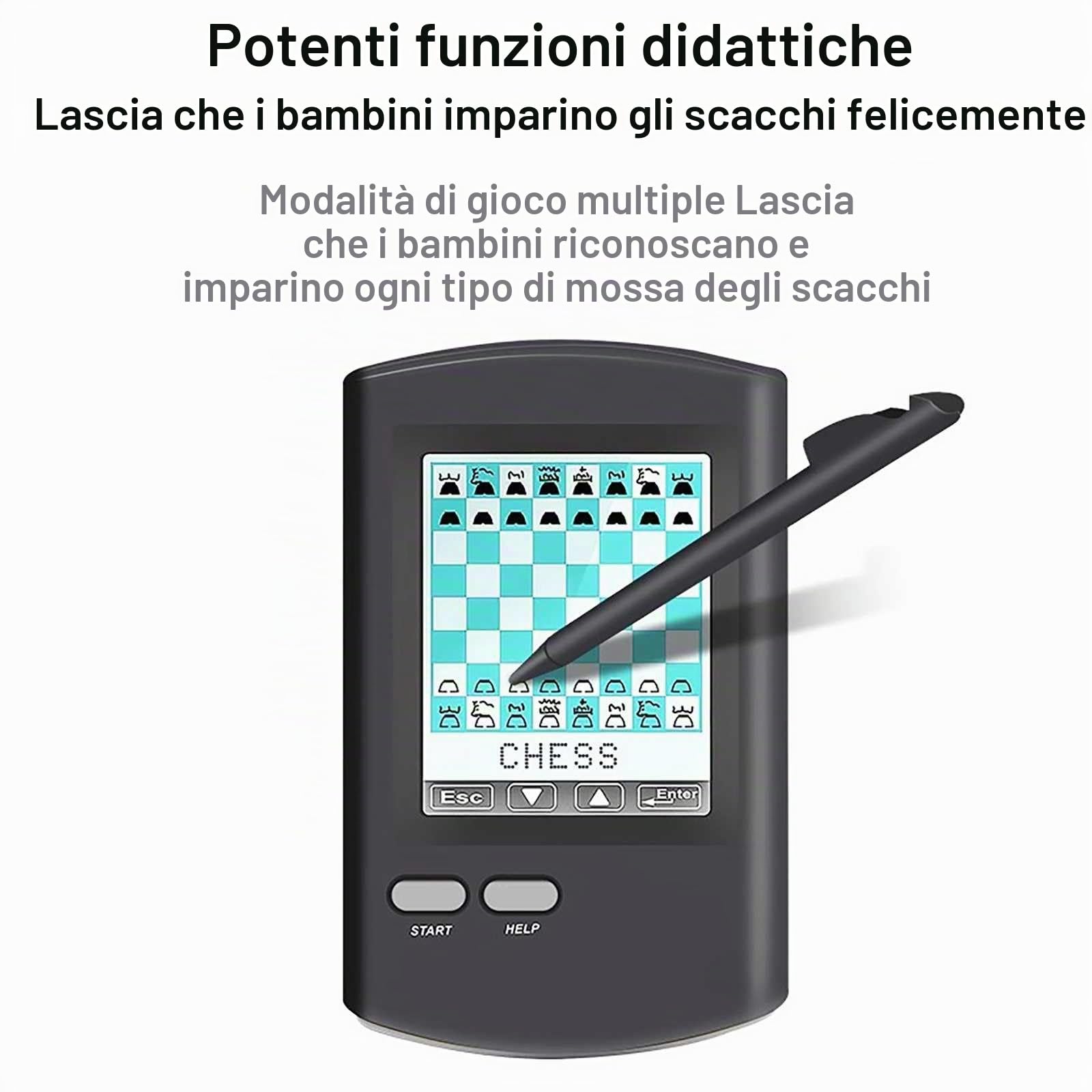 Palmare Scacchiera Elettronica Intelligente,Scacchiere Elettroniche Mini Basato sul Tatto Gioco Uomo-Macchina Molteplici modalità di Gioco,Chess HD Portatile
