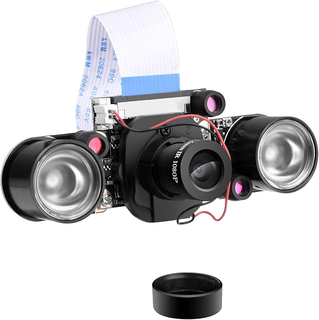 Longruner Raspberry Pi 4 Model B+ Camera Module Automatic IR-Cut Switching Day/Night Vision Video Module Adjustable Focus 5MP OV5647 Sensor 1080p HD Webcam for Raspberry Pi B/B+/A+/4/3/2/1 LC26