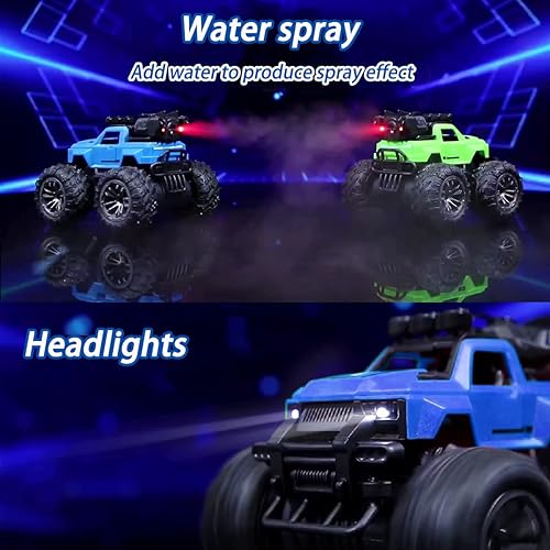 Miniatura 4 de Coche de carreras a control remoto de 2.4 GHz, luz LED, juguetes para niños, 4WD todoterreno RC Stunt Car, 70 minutos de tiempo de juego, todo