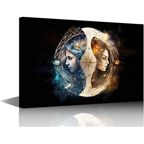 TUMOVO 1 Panel Large Wall Art Uninhibited Gemini Pictures Print On Canvas for Living Room Bedroom Decoration, Modern Art Constellation Artwork Zodiac Signs Posters and Prints, 36