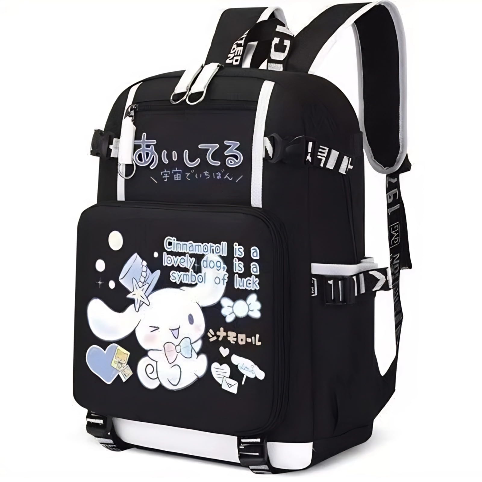 Vivixilan Kawaii Backpack with 12Pcs Accessories Anime Cartoon Anti-Theft Travel Aesthetic New Semester Gifts Bag with Cute Pins