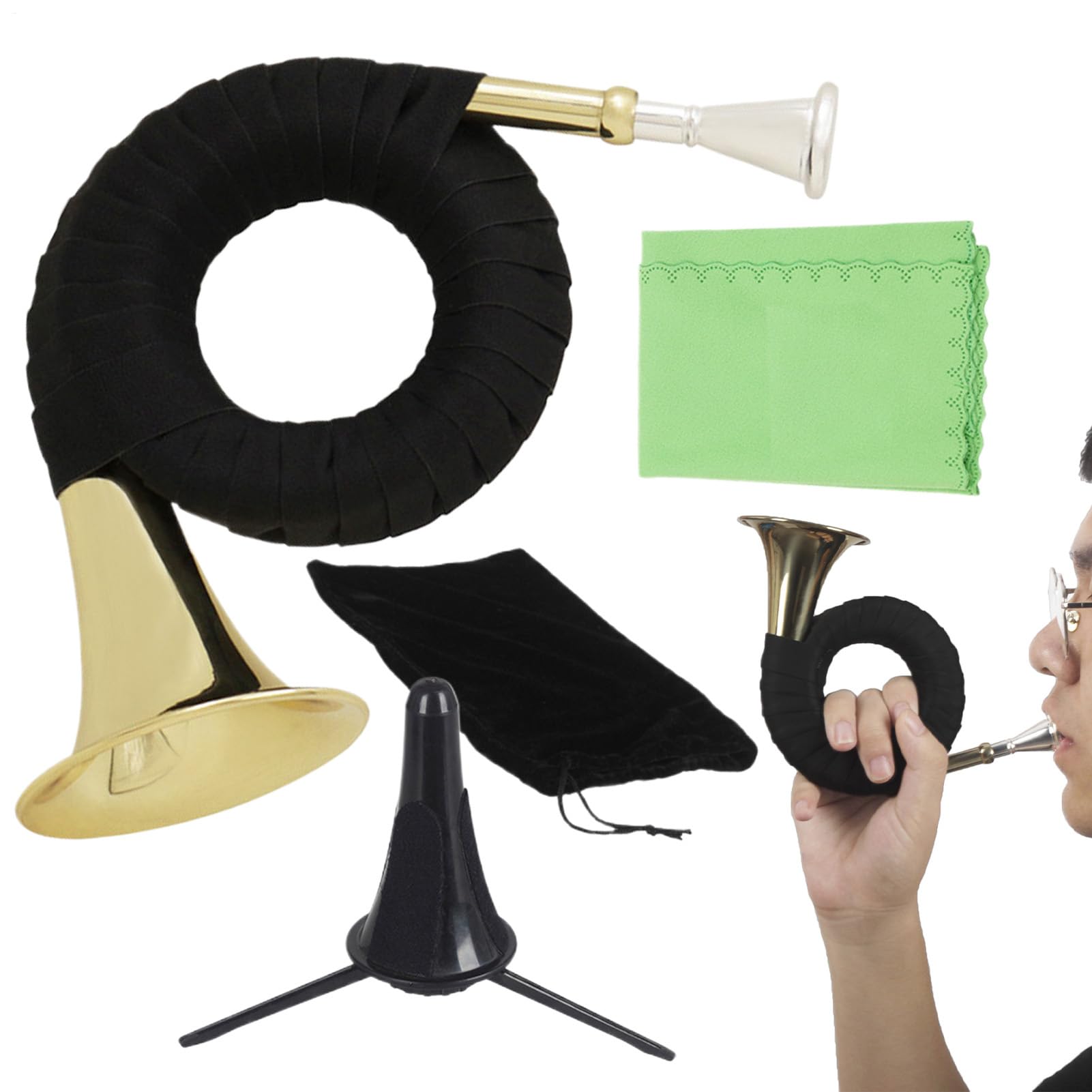 Francese Portatile Miniatura di Strumento Musicale per Decorazione | Corna da Tavolo con Supporto per Esercizi Musicali, Eventi all'Aperto, Viaggi, Performance e Principianti