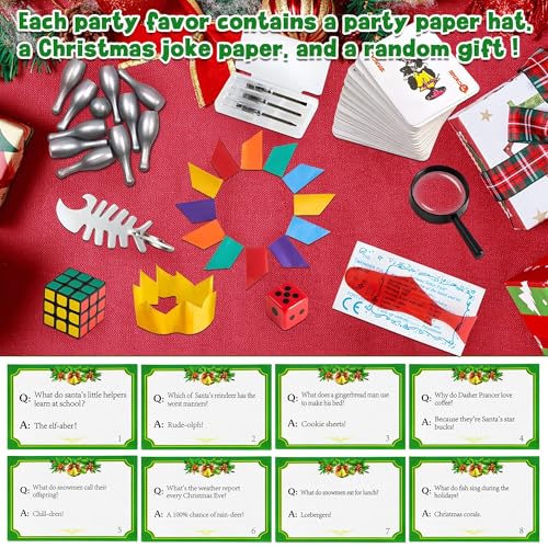 Siawoy TG2607-SG 8 Pack Christmas Party Favors No Snap Party Table Favors With Party Hat, Joke & Little Gift Inside, Holiday Party Favor Supplies For Kids And Adults thumb #1