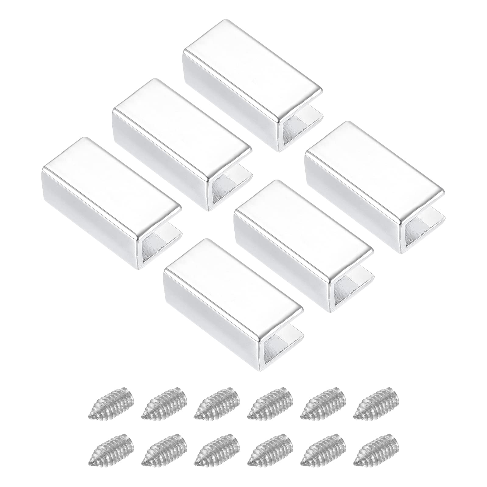 sourcing map Belt Buckle End Tip, 6 Pcs Zinc Alloy Zipper Clip Strap End Caps for Leather Sewing Decoration DIY Accessories (0.75 Inch, Chrome)