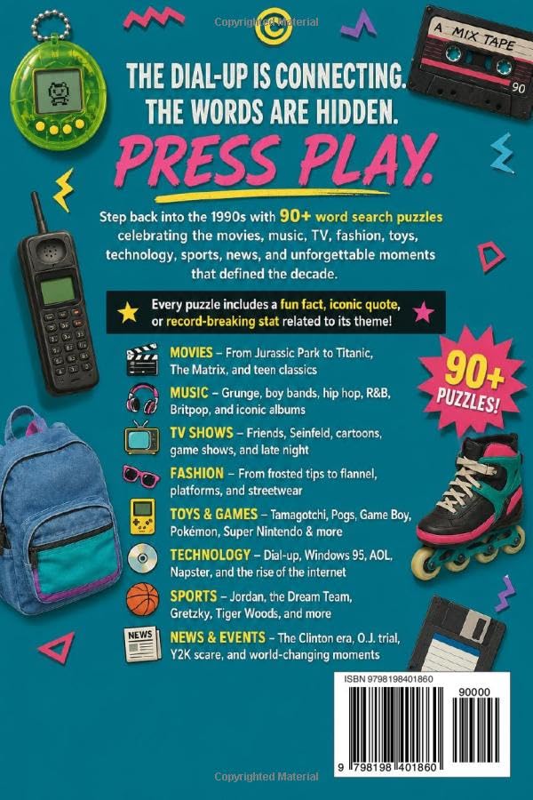 The 1990s Word Search: 90+ Puzzles on 90s Movies, Music, TV, Fashion, Toys, Pop Culture & More image 3