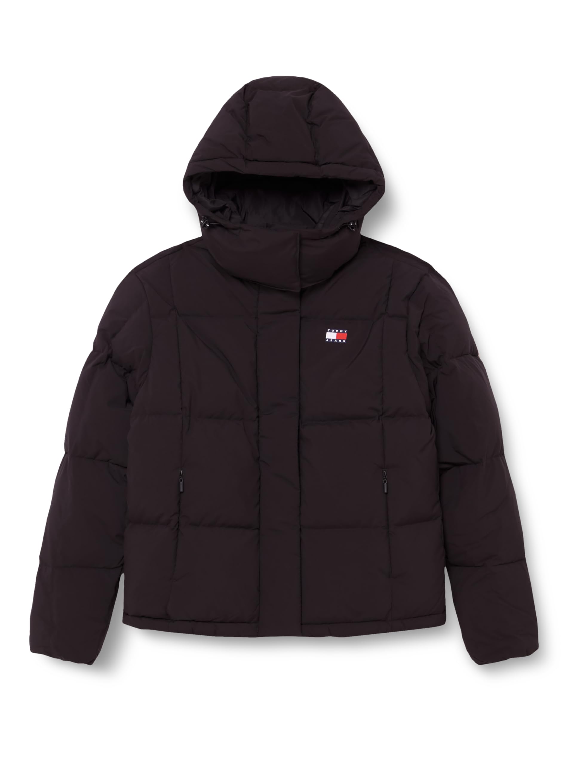 Tommy Jeans Pufferjacke Alaska Grid Down Damen mit Kapuze – Schwarz, XL