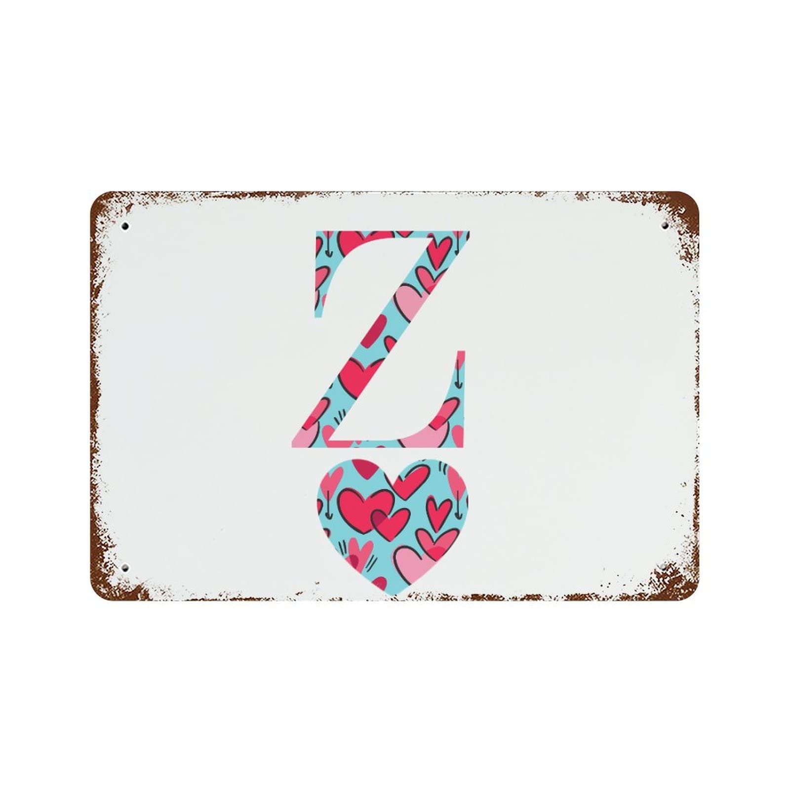 Plaque en métal cœur initiale Z cadeau de Saint-Valentin personnalisé