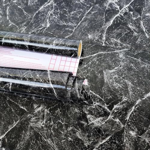 Image of HOMEMATES Self-Adhesive Wallpaper Waterproof Wooden Door Old Furniture Vinyl Stickers Door Wardrobe Desktop PVC Wall Papers 30 X 304 CM- (Black Granite)