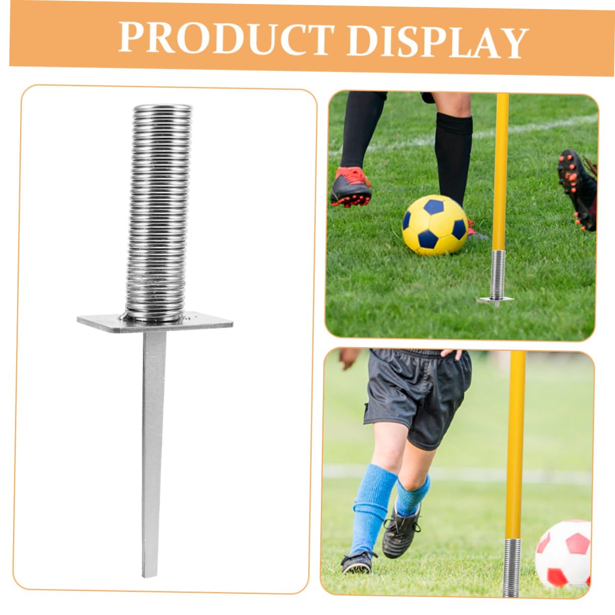 4pezzi Picchetti a Molla in Ferro per Attrezzatura Calcio, Base Angolare Fissaggio per Bandierina, Portatile e Antiribaltamento, per Allenamento su Prato o Campo Sintetico