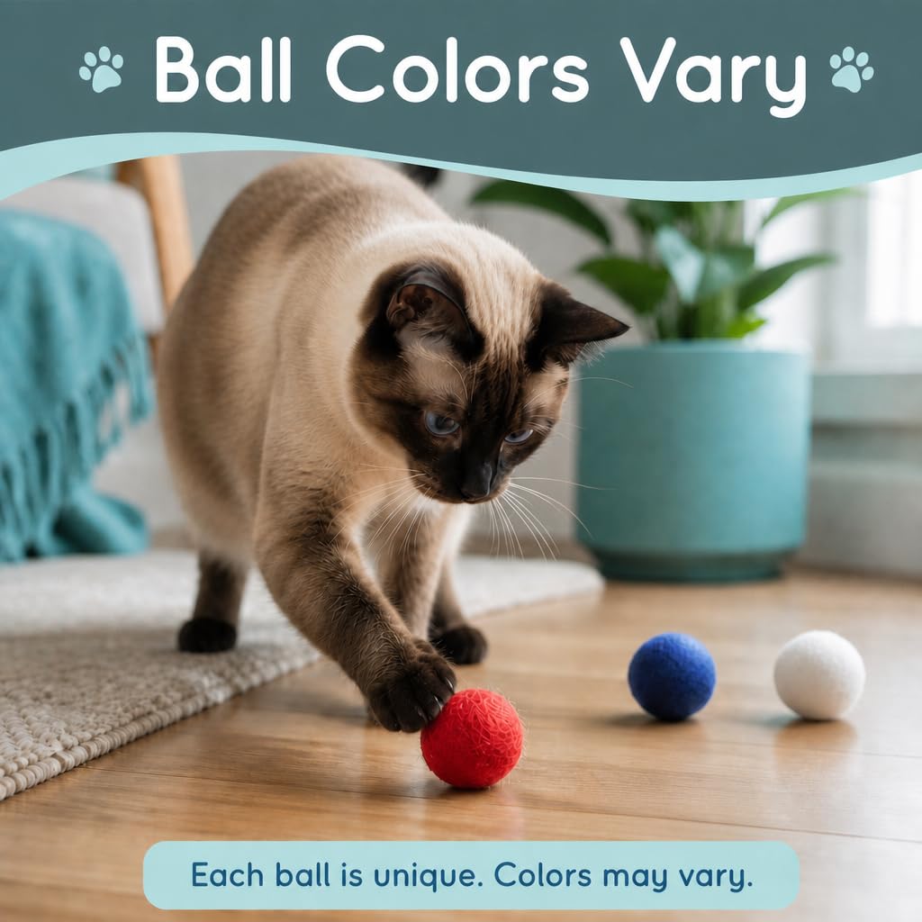 Filzball und Maus Spielzeug für Katzen und Kätzchen, niedlich, weich, leise, 4 cm, handgefertigt, natürlich, umweltfreundlich, 2 Filzmäuse, 3 Filz