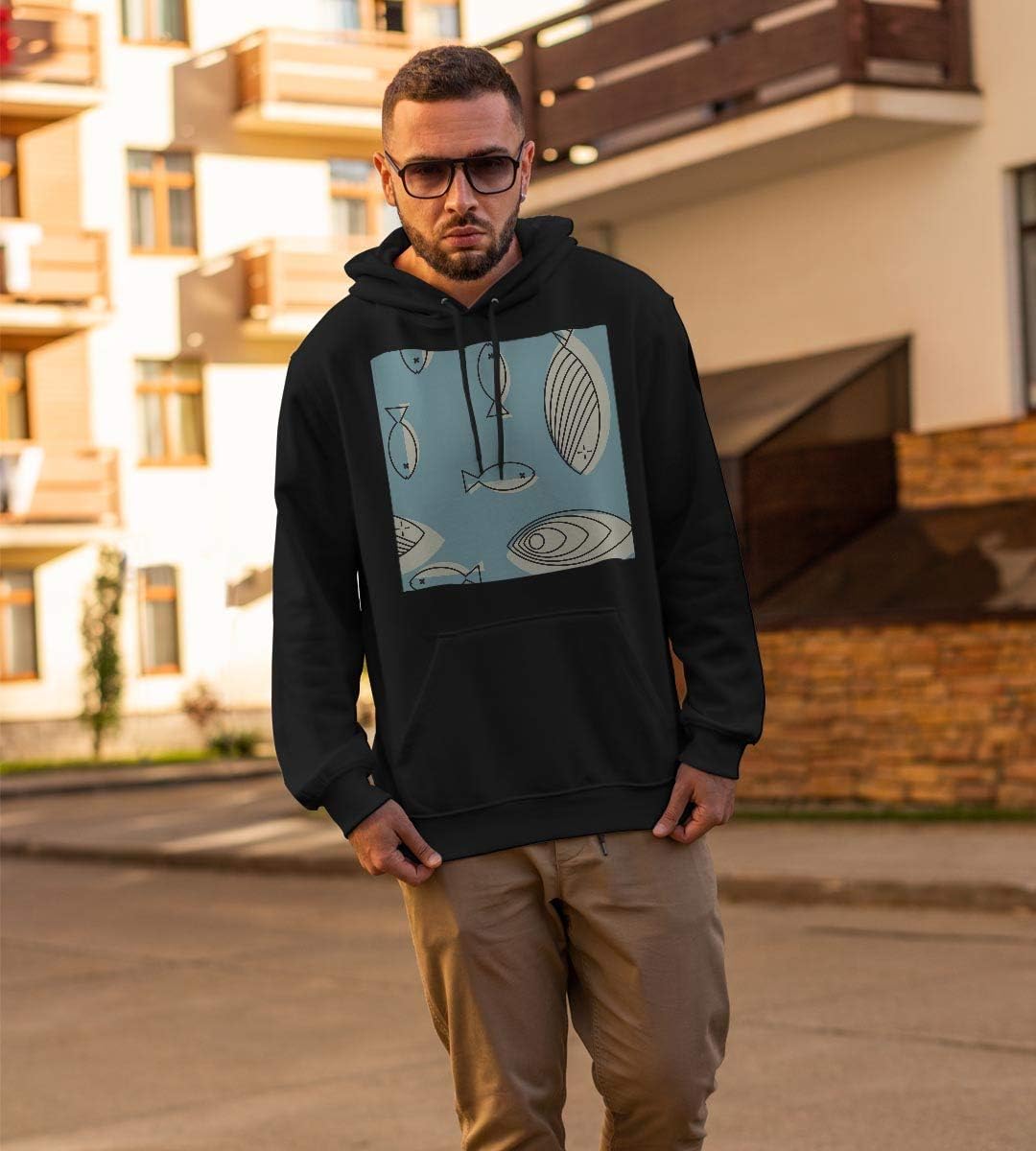 [igsticker] プリント パーカー メンズ 長袖 スウェット 綿100% 裏パイル Sサイズ size おしゃれ プルオーバ