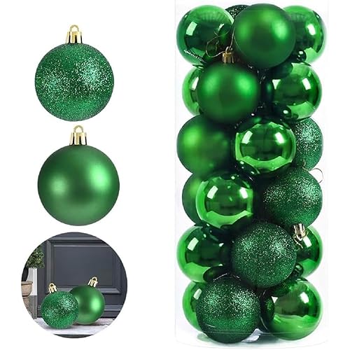 Mini Christmas Balls Ornaments Hanging Balls for Xmas Tree, Holiday, Wedding, Party (Green)