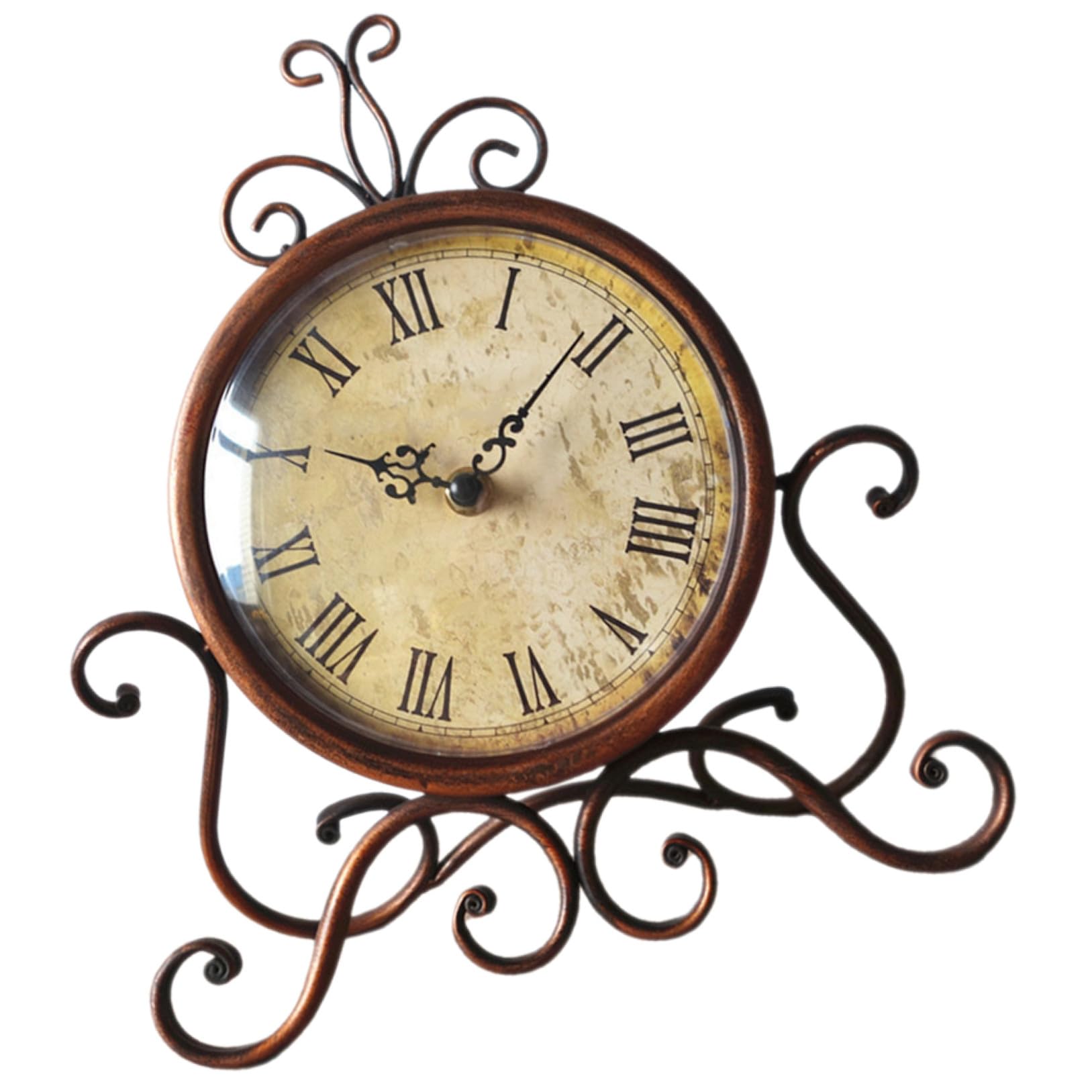Reloj de sobremesa vintage de hierro y vidrio con cuarzo preciso para decoración de casa