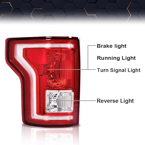 Miniatura 9 de PIT66 Conjunto de halógeno de luz trasera compatible con Ford F150 SSV 2016-2017compatible con F150 2015-2017 (submodelo Lariat, XL, XLT)