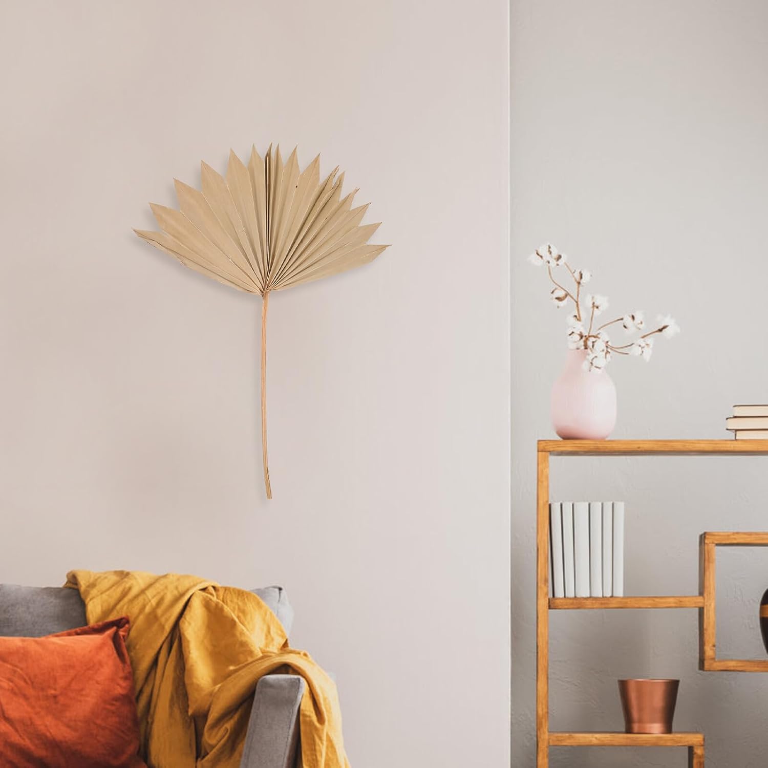 Dried Palm Leaves Wall Decor 4Pcs Nordic Style Natural Palm Leaf Fans Boho Wedding Party Home Vase Ornament