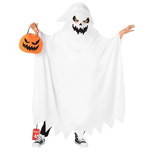 Morph Disfraz Fantasma Clásico Niño Túnica Blanca Cabeza Puntiaguda Cara Espeluznante Halloween Talla Única