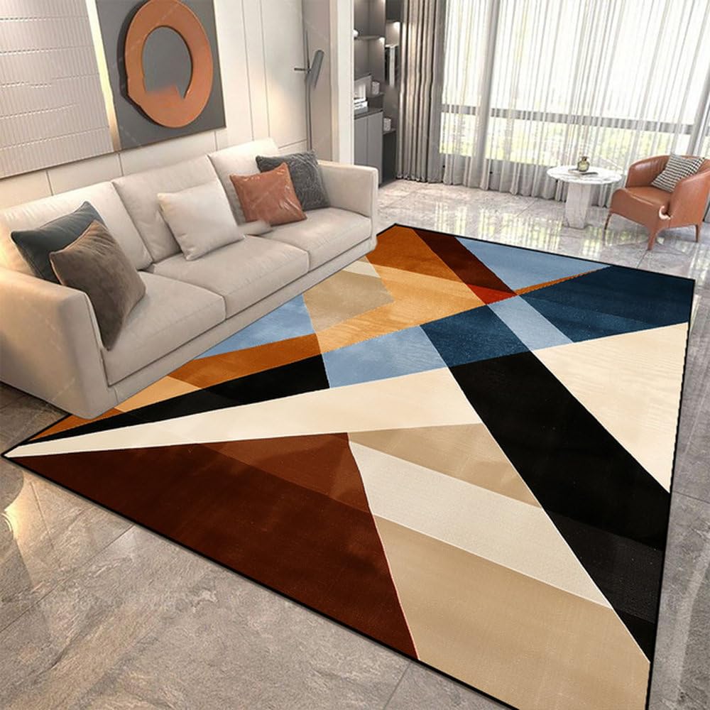 Tapis géométrique doux en flanelle pour réchauffer les sols froids