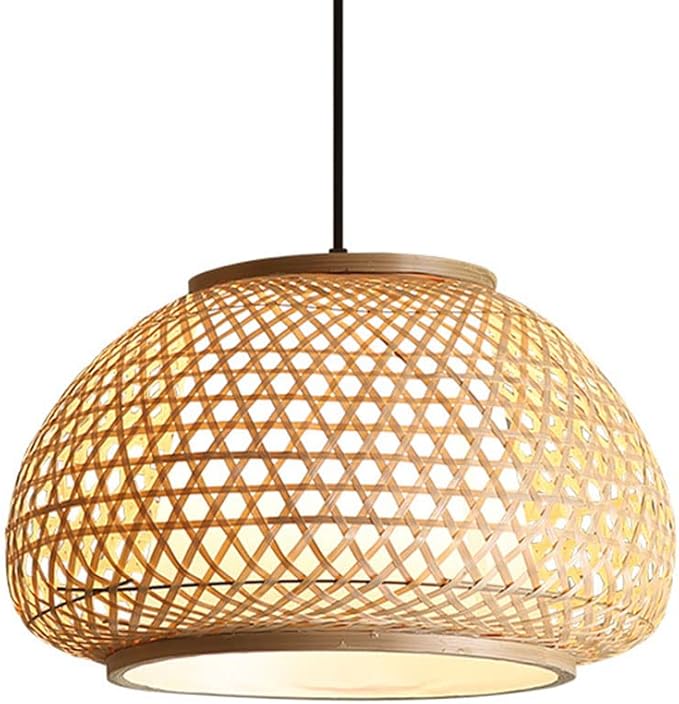 CHUNGYANG Moderne Bamboe Hanglamp Rotan Hanglamp In Japanse Stijl Natuurlijke Enkele Kop E27 Schroef Rieten Kroonluchter Creatieve Mand Lampenkap Hanglampen Armatuur voor Keukeneiland, Slaapkamer, Caf