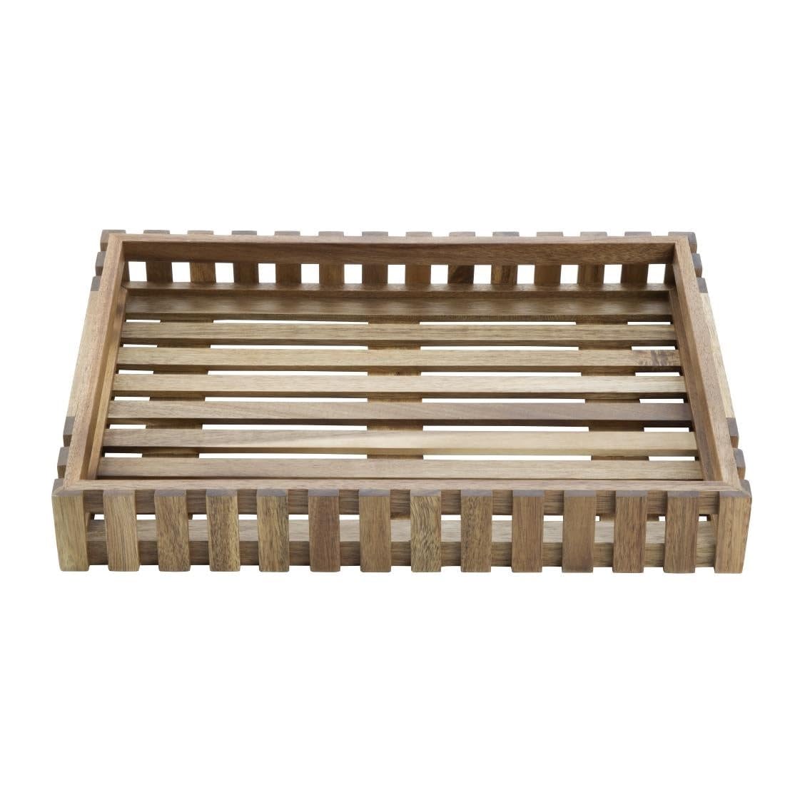 Olympia Acacia Wood Rectangular Storage Box, 356x255x50mm