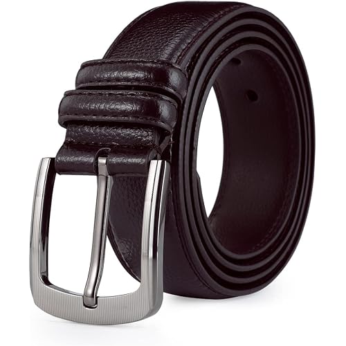 Mens Belts Big and Tall 36"-70" Men Leather Belt Casual Work Dress Belt,Black & Brown Colors