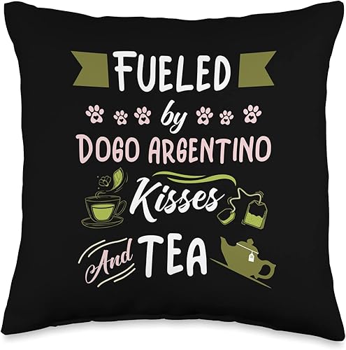 Dogo Argentino Gifts And Shirts Dogo Argentino Mom Tea Lover Throw Pillow, 16x16, Multicolor