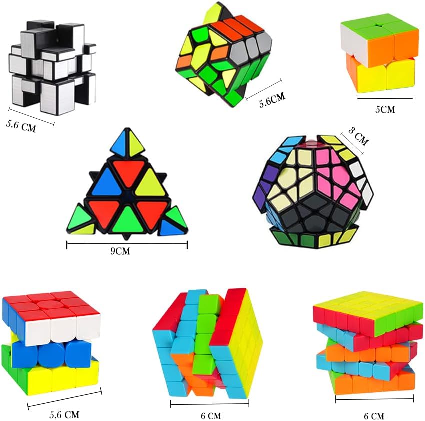 Speed Cubes, [8Pack] Magic Cubes，Puzzle Cube - Megaminx Mirror Pyramid 2x2 3x3 4x4 5x5 Puzzle Cube Collection Speed Cube Bundles for Kids& Adults