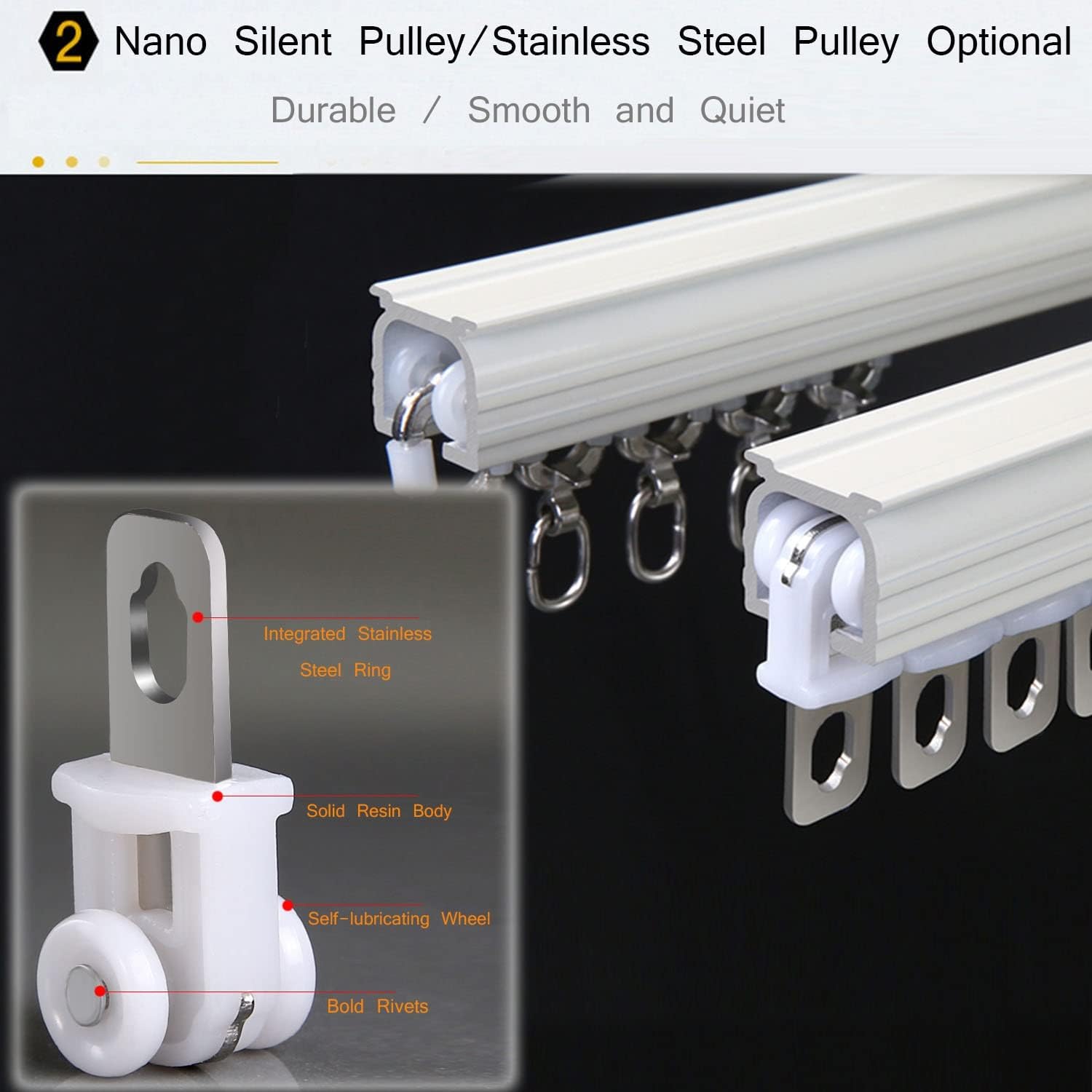 Curtain Conjoined Double Tracks, Heavy Aluminum Alloy Curtain Rails, with Silent Pulley, for Window Room Divider Ceiling Track Set (Color : A Ceiling Mounted, Size : 500cm(16.4ft))