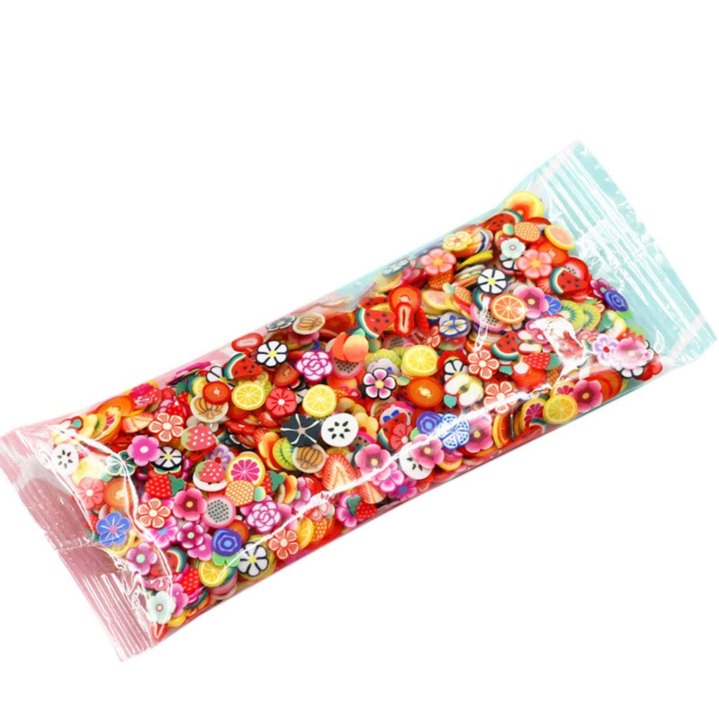 1000x/bag 3D Polymer Clay Nail Slices Star Cartoon Flower Fruit Feather Manicure Nail Art Decoration Stickers Fruit Flower,3-5mm