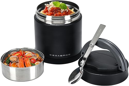 Termo para comida caliente 33.8 OZ, frasco de comida aislado al vacío para adultos, termo de sopa de acero inoxidable de boca ancha a prueba de