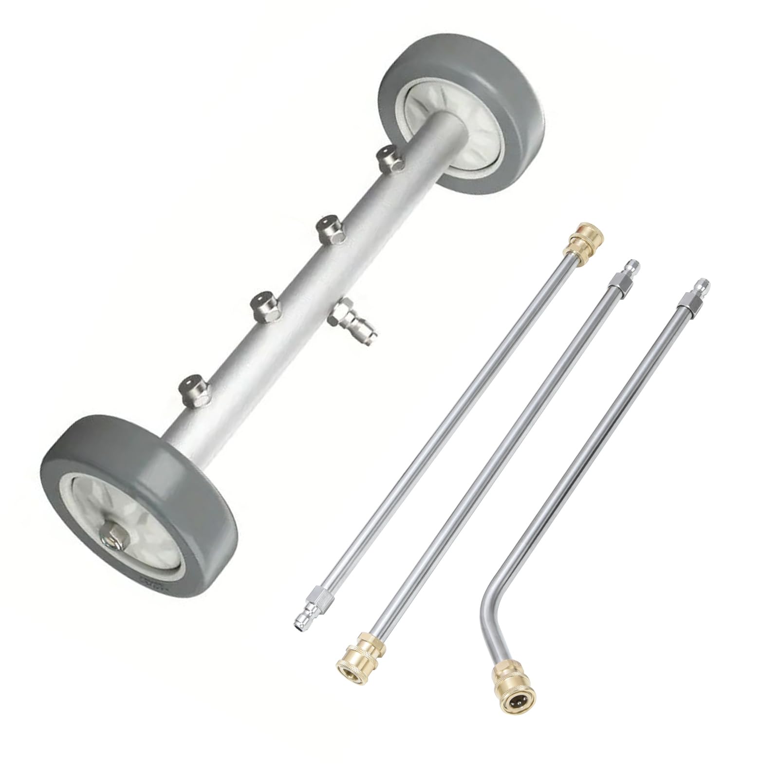 Idropulitrice ad Alta Pressione per Sottoscocca Auto 41 cm, con 3 Prolunghe e Ugello a 1/4" Innesto Rapido, Pulitore per Sottoscocca con 4 Ugelli, 4000 PSI (Grigio)