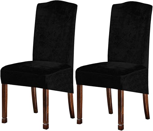 Miniatura 22 de Fundas de terciopelo de felpa XL para sillas de comedor, funda elástica para sillas altas, fundas protectoras de elastano con banda elástica