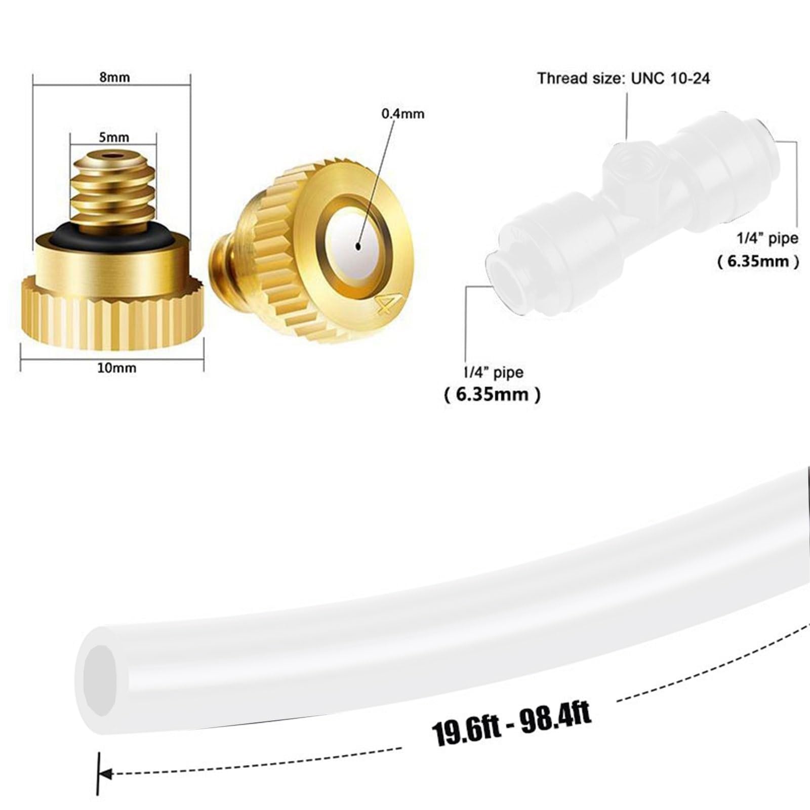 Sistema di raffreddamento a nebulizzazione con ugelli nebulizzatori in ottone, nebulizzatori per esterni, kit di nebulizzazione a goccia micro, kit di irrigazione a goccia micro per patio, giardino,
