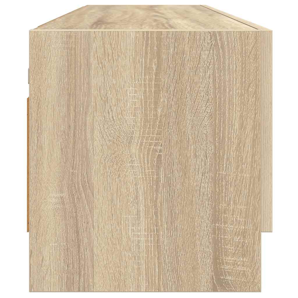 Hothingwell Kompaktowa szafka 100 x 32 x 35 cm Sonoma drewno inżynieryjne dąb, organizer na ubrania z 2 przegródkami z drążkiem na wieszaki, uniwersalna szafka do przechowywania w łazience,