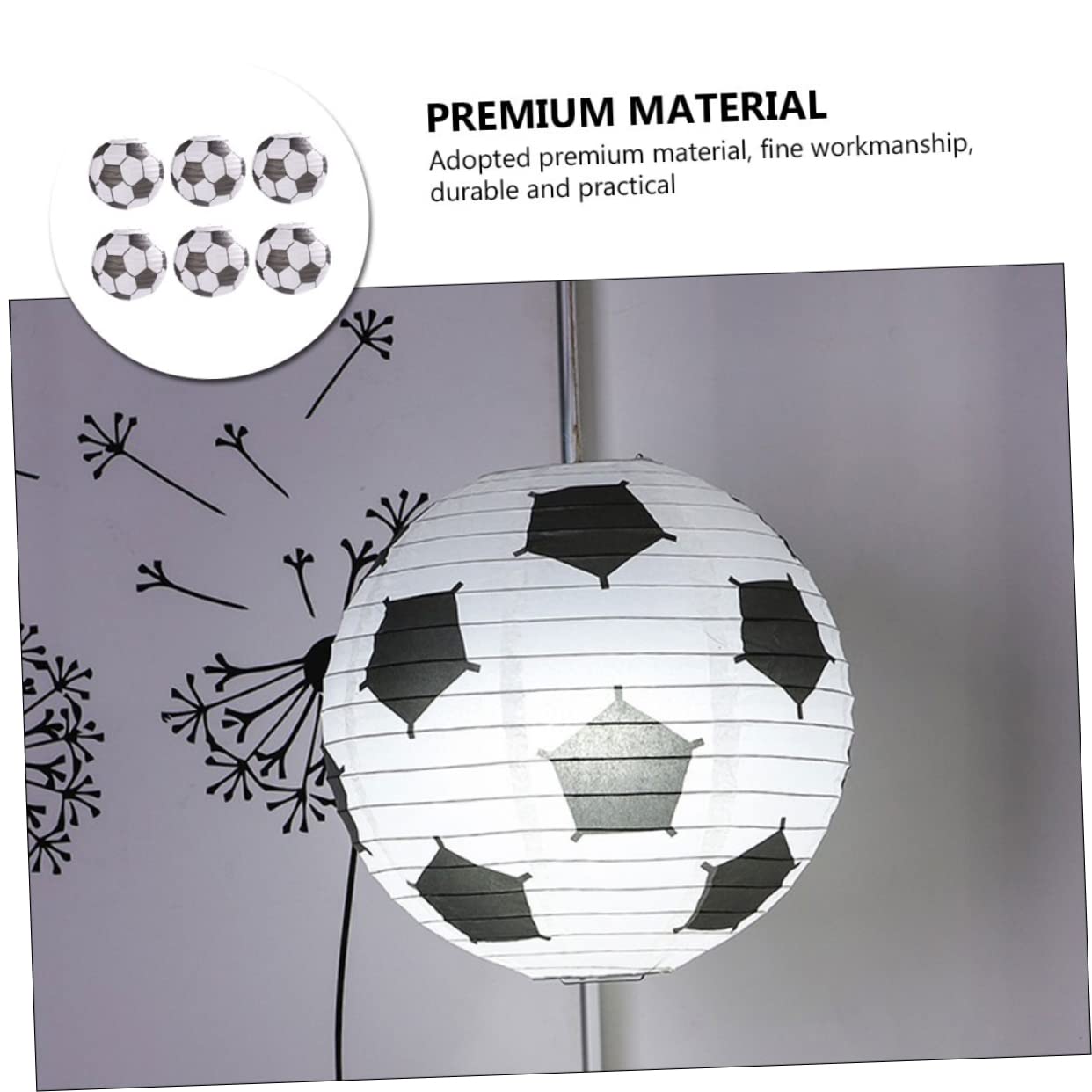 Veemoon 3 Sätze Fußball-papierlaterne Fußbälle Kinderfußball Hängend Sportzeitung Dekorativ Hochzeitsdeko Fußball-party-herzstücke Sportdekorationen Eisen Weiß 8 Stück * 3