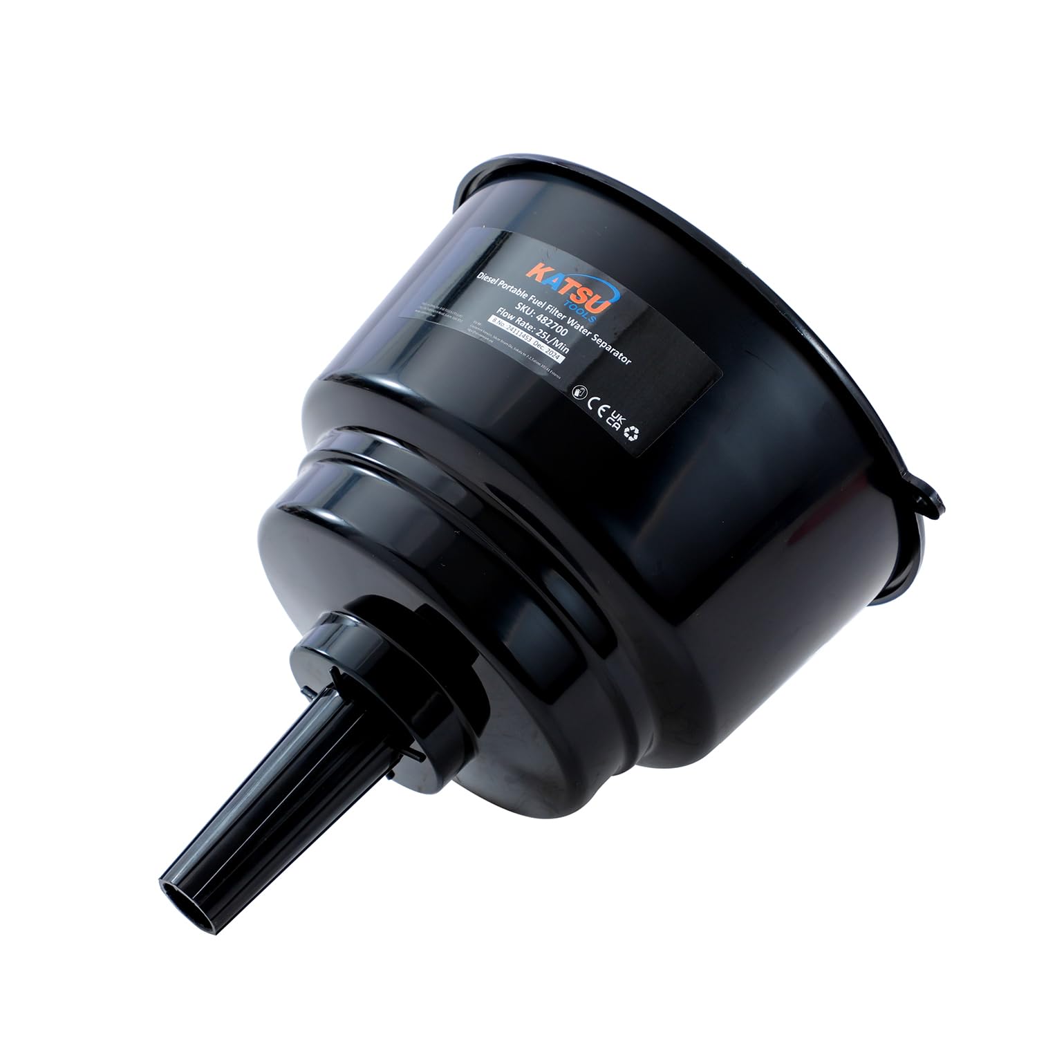 KATSU Tools Entonnoir Filtrant Séparateur d'Eau Diesel 21cm, Jusqu'à 20L, pour Véhicules 482700 | Large ouverture de 21 cm, pour véhicules, motos, générateurs et plus encore, modèle 482700