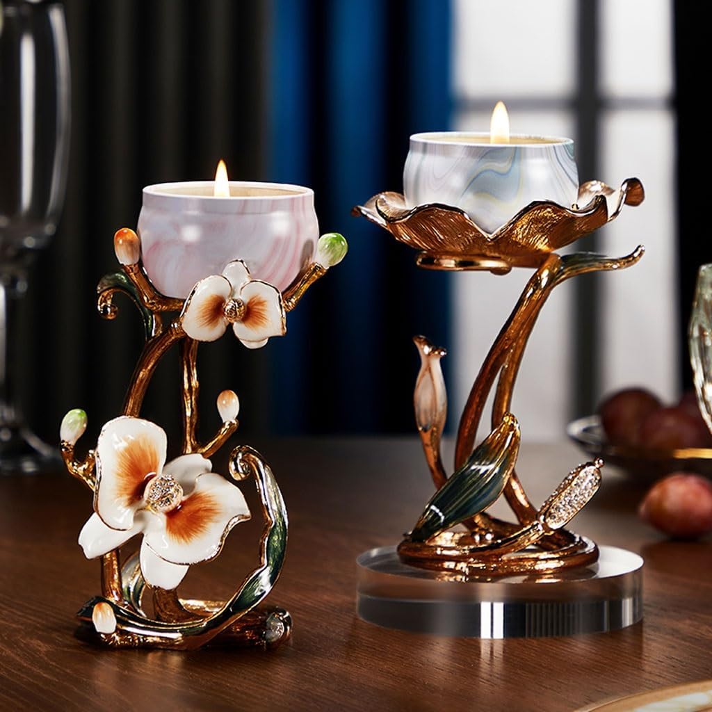 Vintage Candelabra Zinc Alloy Candle Holder Aromatherapy Candle Holder Home Tulip Flower Decorations Table Romantic Candle Holder Candle Stand