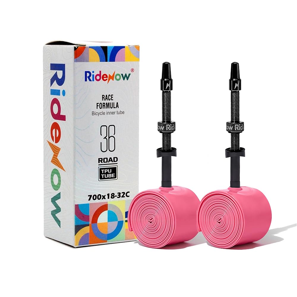 2 Pack Ridenow TPU Tubes 700x 18-32C/32-47C with Metal Presta Valve, Removable Valve Core