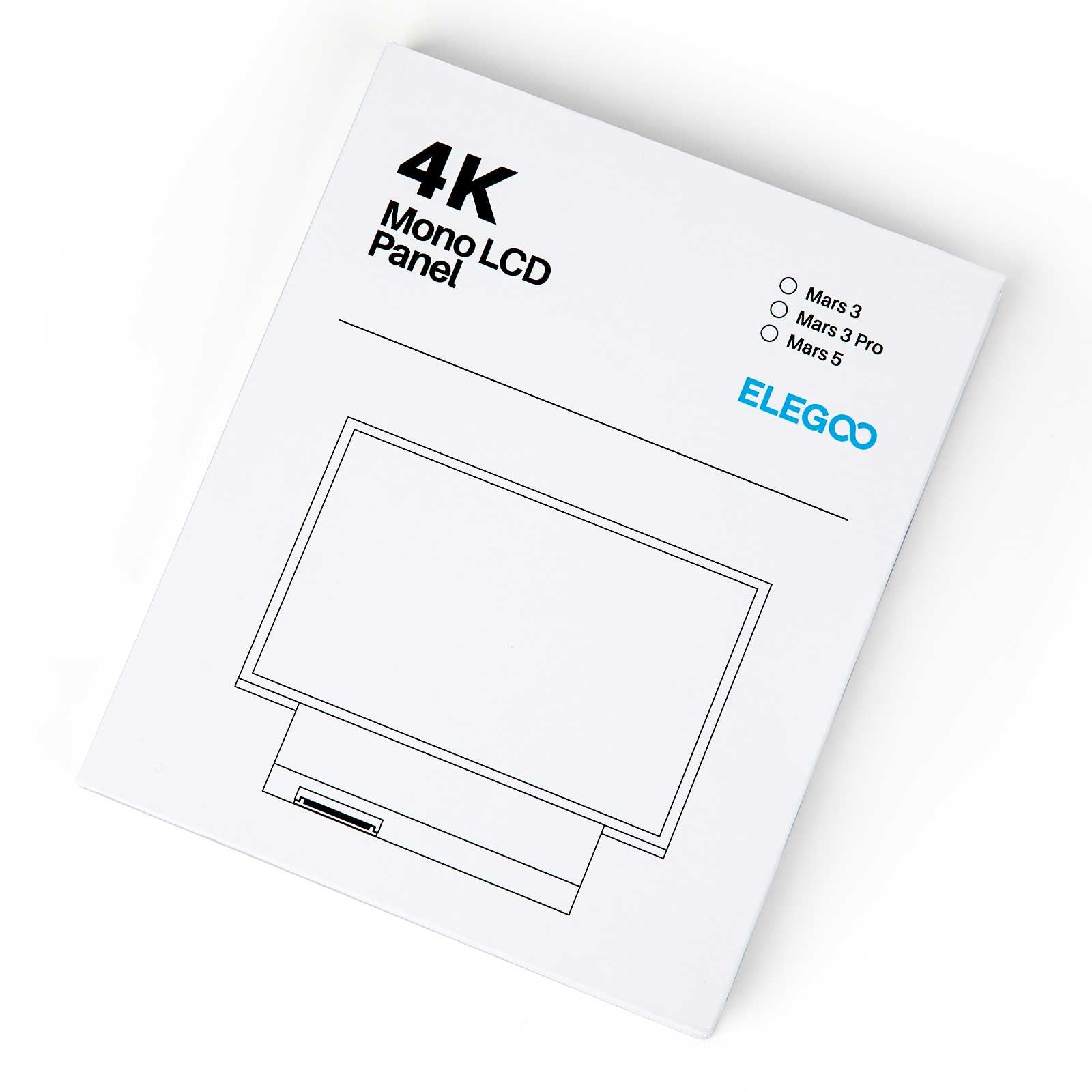 ELEGOO 6 Zoll 4K Monochrom LCD Screen für Mars 5 Resin 3D Drucker, LCD Display mit obusten Anti-Kratzer-Beschützer, 4098x2560 Auflösung, 2000 Stunden Lebensdauer