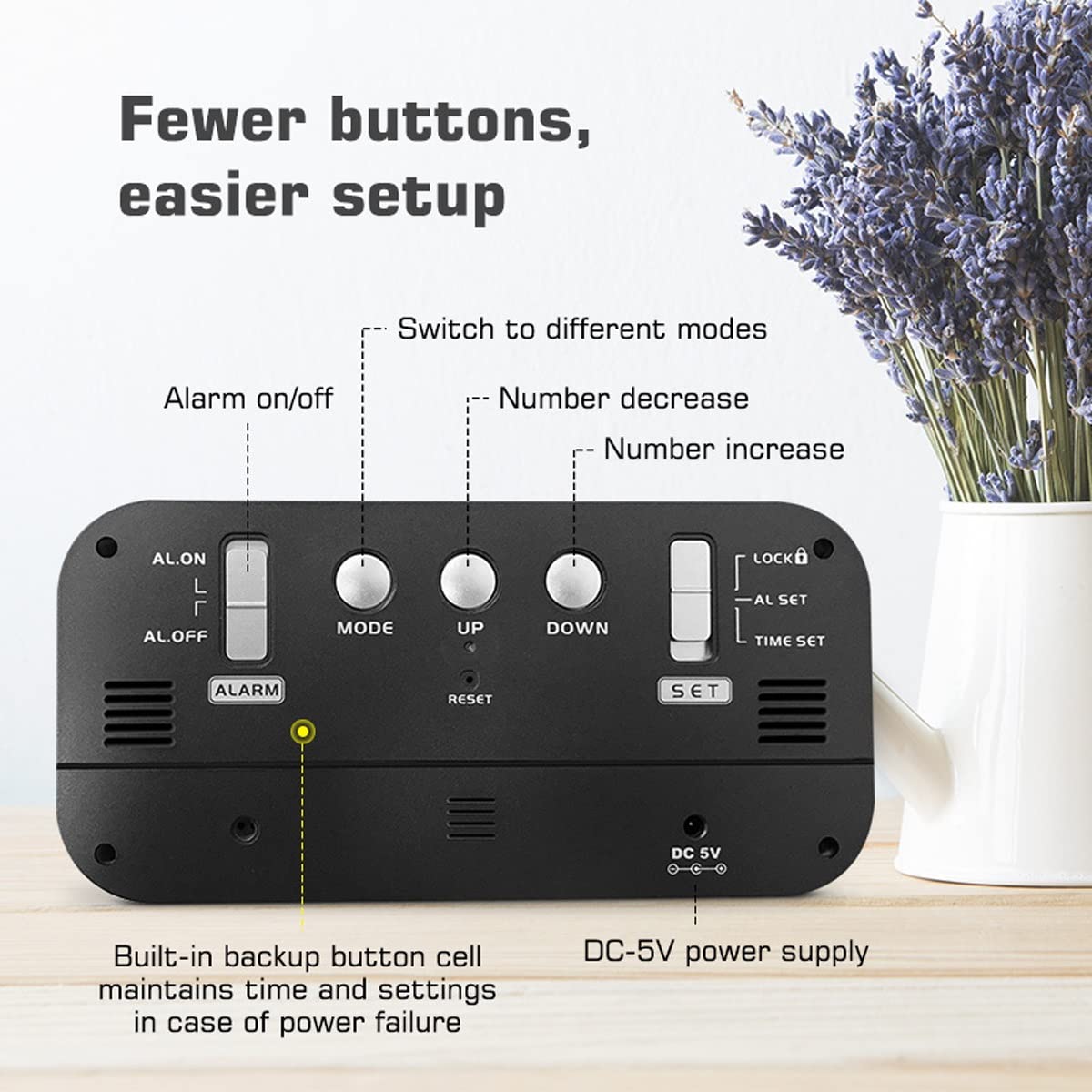 Despertador, Despertadores digitales, reloj electrónico con espejo LED