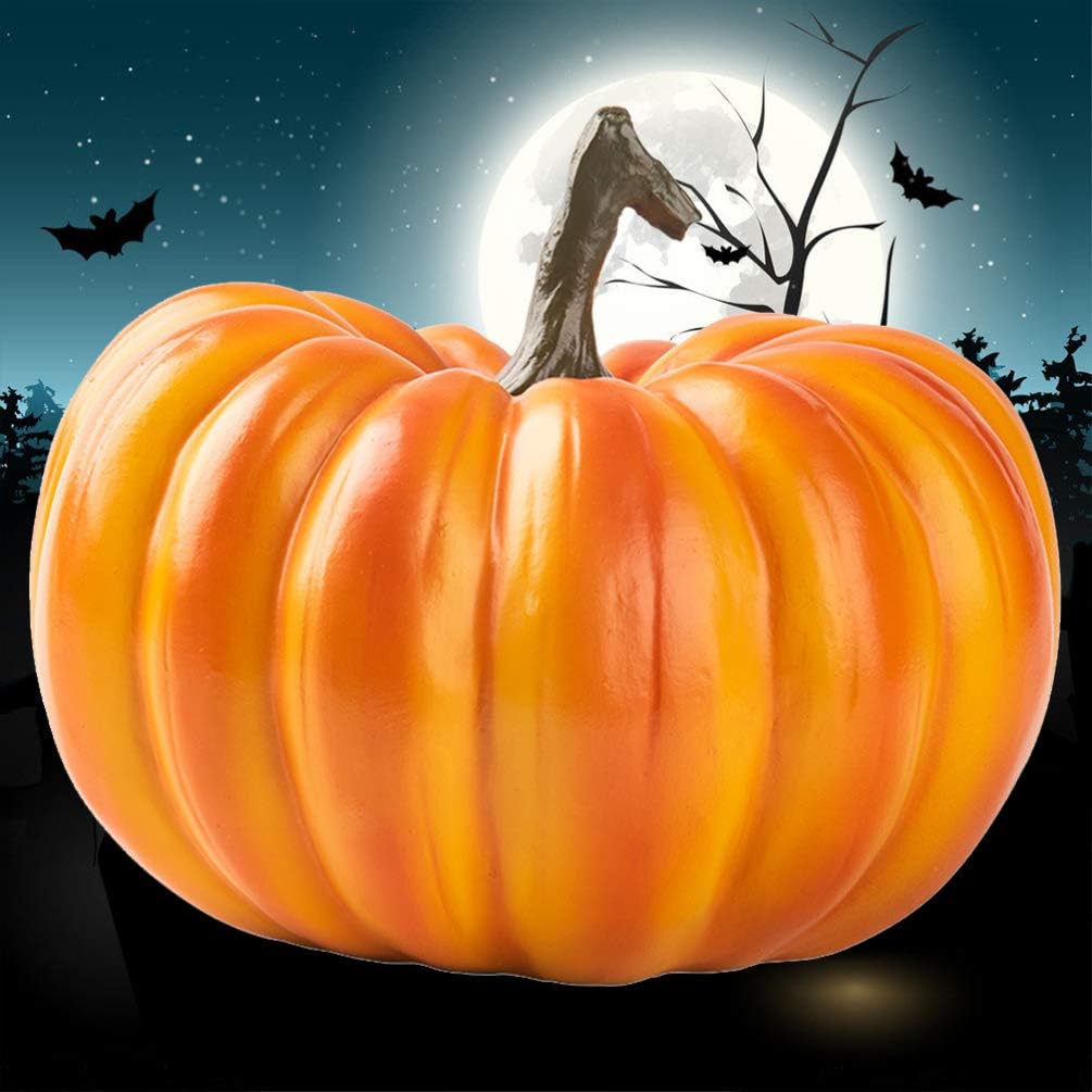 1pc Artificial Pumpkin Decoration Realistic Resin Pumpkin Ornament Fake Craft for Fall Halloween Thanksgiving Party Decor (13.5X17.2CM)