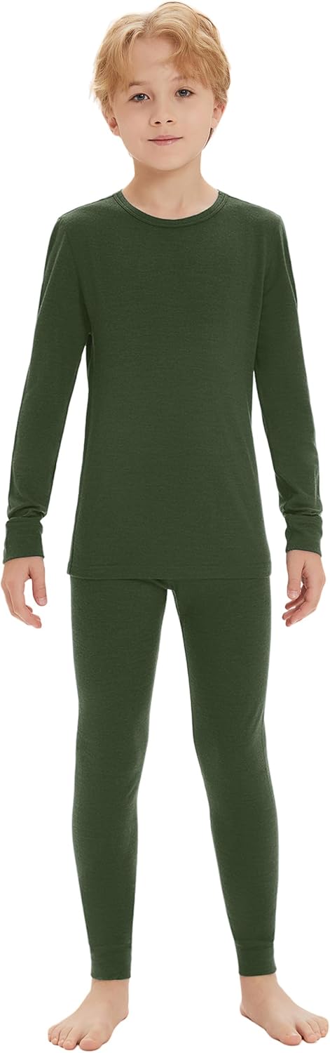 Iguana Unisex Kids 100% Merino Wool Base Layer Set Thermal Underwear Sets for Girls and Boys