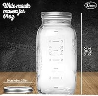 Vista 2 de Tarros Mason de boca ancha de 64 onzas – Tarro Mason de 1/2 galón – Tarros Mason de 64 onzas con tapas – Tarro grande de 64 onzas – Tarros Mason
