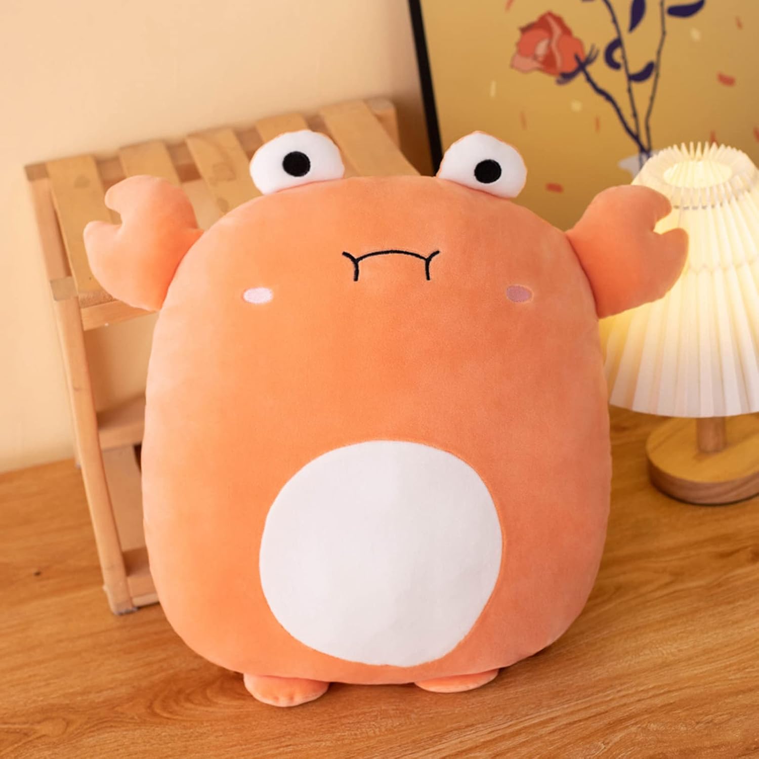 Crab Stuffed Animal Plush Pillow, 16 Inch Kawaii Plushies Toy Throw Pillow for Room Decor, Kids Birthday, Valentine Gifts