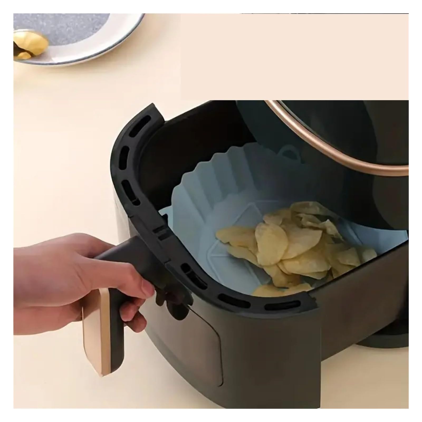 1pc Foldable Silicone Air Fryer Liner Non-stick Baking Mat Reusable Heat Resistant Cooking Accessory